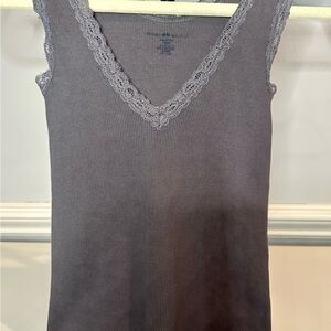 Brandy Melville Charcoal Lace-Trimmed Tank Top